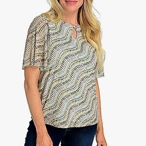 Women’s Christopher & Banks Keyhole Flutter Sleeve Top